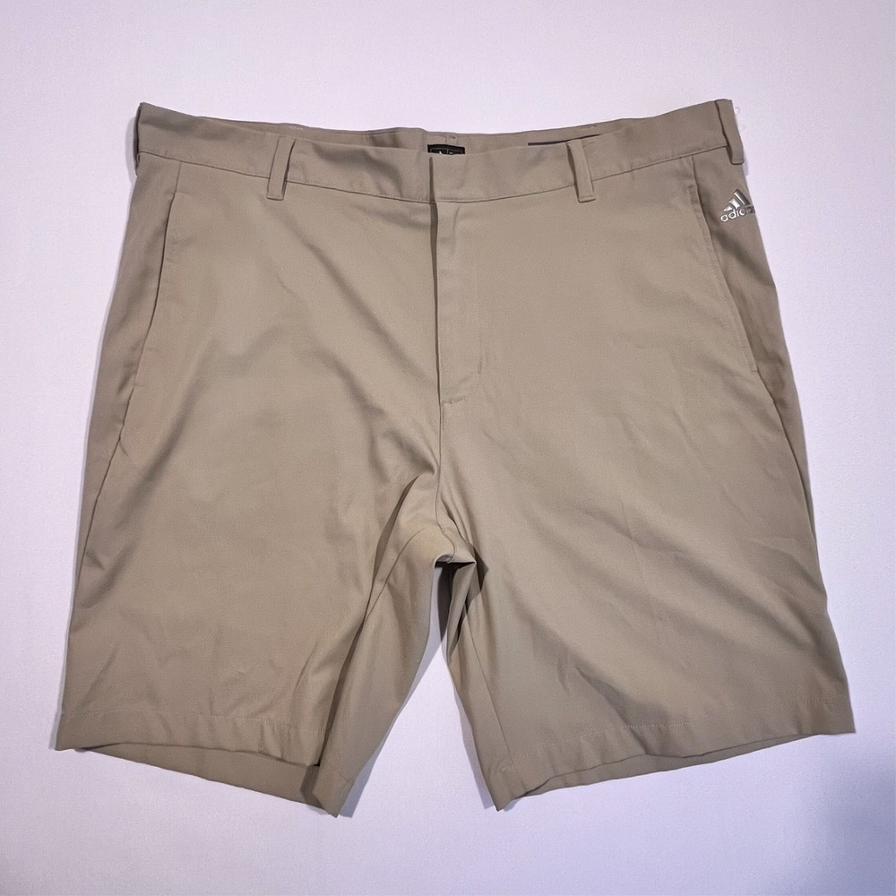 Adidas Chino Shorts Golf 3-Stripe Flat‎ Front Beige Tan Men's 40